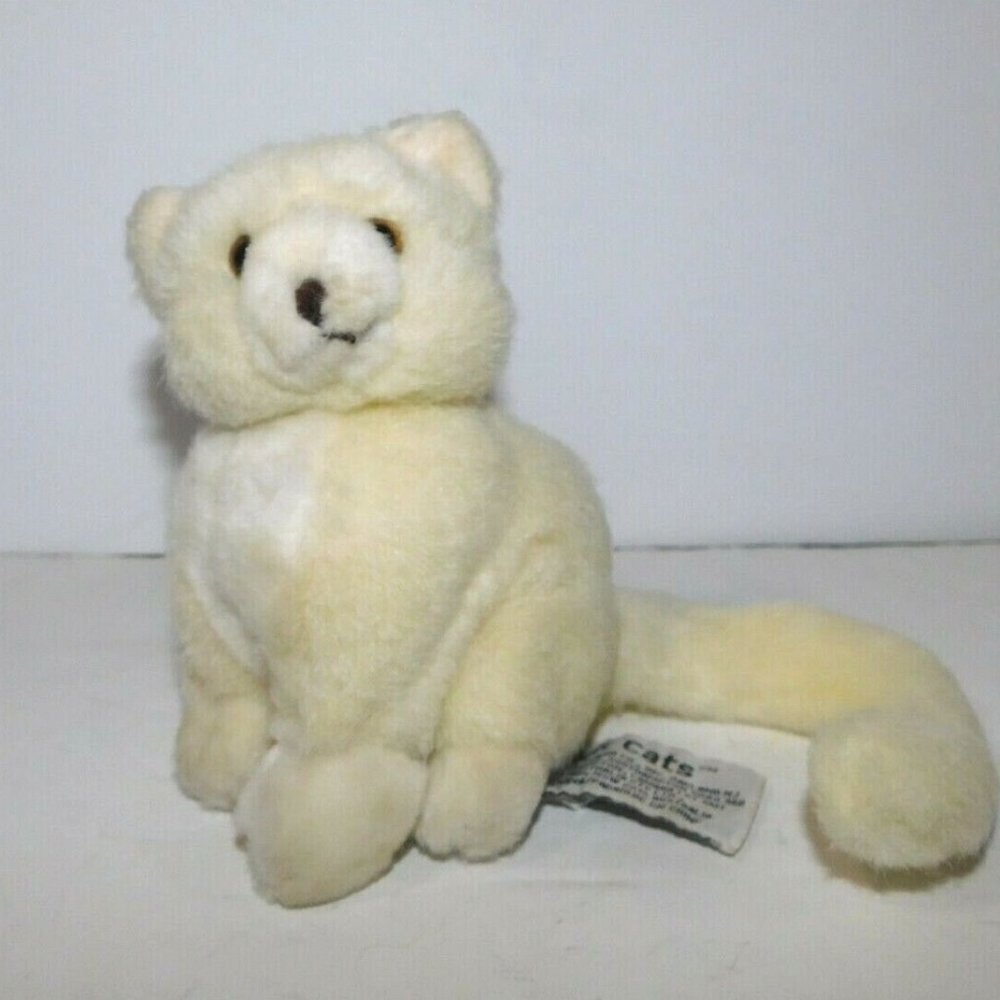 Russ Berrie 5" Plush cream white Kitty Cat KIT CATS long tail Stuffed 23161